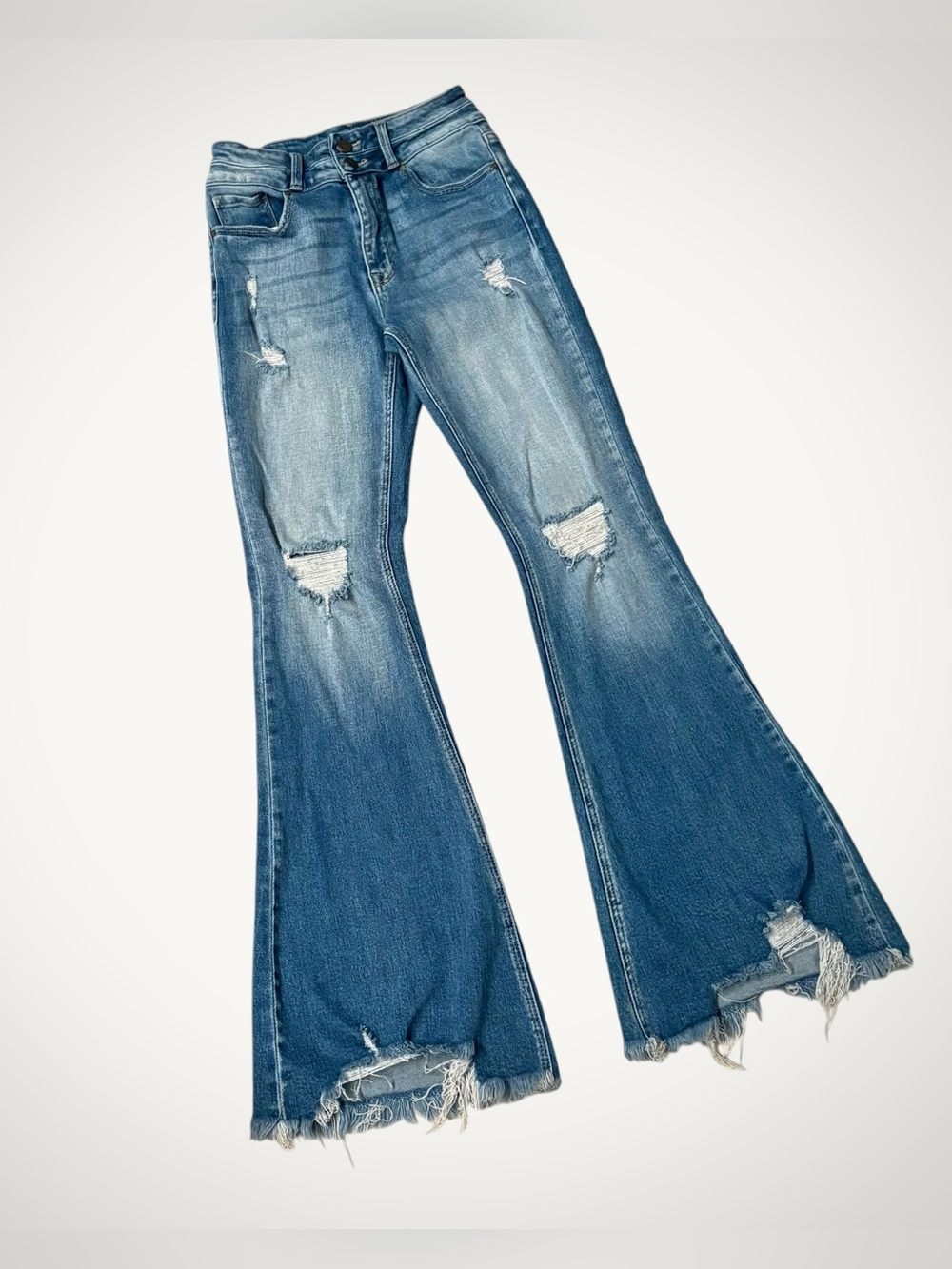 Petra 153 Vintage Grunge Distressed Flare Denim Jeans Size 9/28 Y2K Indie Boho